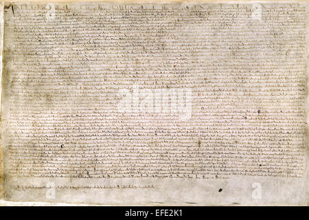 Magna Carta. L'un des quatre exemplaires du survivant 1215 Magna Carta. Banque D'Images