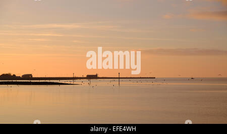 Coucher de soleil sur la baie de Morecambe Angleterre Banque D'Images