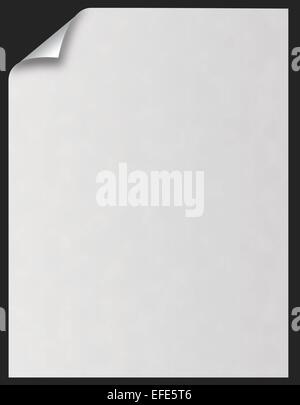 Vierge du papier avec curl sur fond noir Banque D'Images