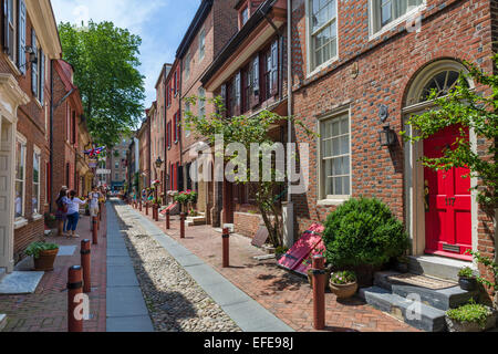 Elfreth's Alley historique dans le vieux centre-ville, Philadelphie, Pennsylvanie, USA Banque D'Images