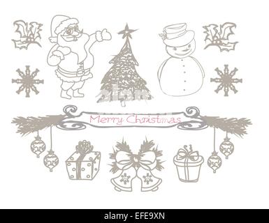 Noël à la main jeu doodle Illustration de Vecteur