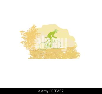 Vélo homme silhouette sur abstract Grunge Modèle d'Affiche vector Illustration de Vecteur