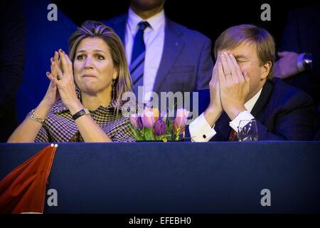 Reine néerlandaise Maxima et Roi Willem-Alexander assister à l'événement dans le saut d'Amsterdam RAI, 01 février 2015. Photo : Patrick van Katwijk/ POINT DE VUE - PAS DE FIL - SERVICE Banque D'Images