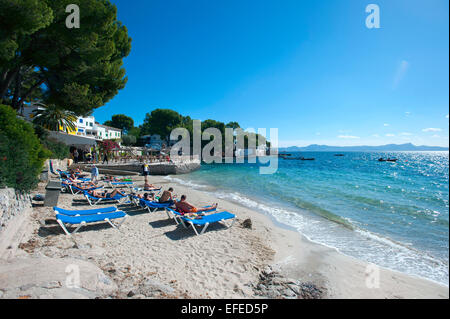 Beach Alcanada, Majorque, Baleares, Espagne Banque D'Images
