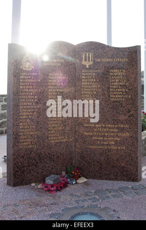 Monument à la Normandie et de la civil 18 Royal Marine Commando blessés le débarquement à Juno Beach, Saint Aubin Banque D'Images