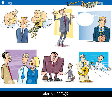 Cartoon Illustration ribambelle de gens d'affaires et concepts d'affaires et les métaphores Banque D'Images