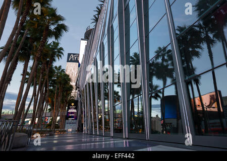 Palmiers TROTTOIR MUR DE VERRE DU CENTRE-VILLE DE CRISTAUX LE STRIP LAS VEGAS NEVADA USA Banque D'Images