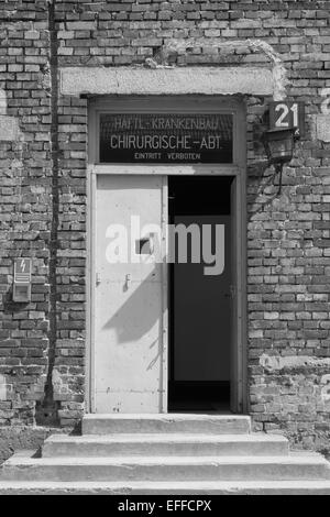 Caserne de l'hôpital au camp de concentration d'Auschwitz, Pologne Banque D'Images