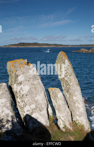 St Agnes à la direction de St Mary's, Îles Scilly ; UK Banque D'Images