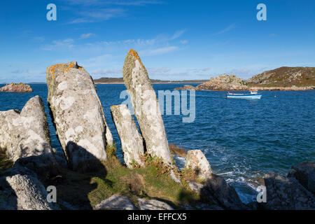 St Agnes, Gugh à la direction de St Mary's, Îles Scilly ; UK Banque D'Images