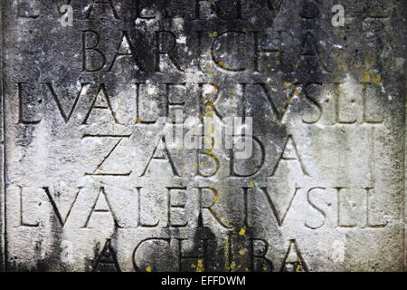 Inscription latine antique dans la Via Appia de Rome, Italie Banque D'Images