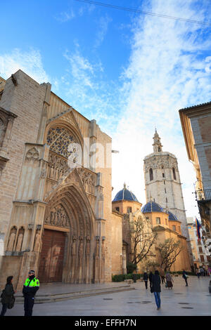 La cathédrale de Valence et le clocher Miguelete Espagne Banque D'Images