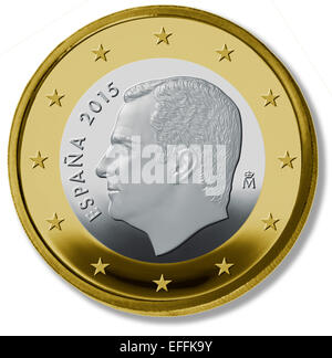 Un document non daté de droit mis à disposition par le Ministère espagnol de l'économie, montre de nombreuses présentations de la nouvelle pièce de 1 euro émise le 03 février, avec une image de Roi espagnol Felipe, Madrid, Espagne. Photo : MINISTÈRE ESPAGNOL DE L'ÉCONOMIE/document/usage éditorial uniquement/PAS DE VENTES/dpa Banque D'Images