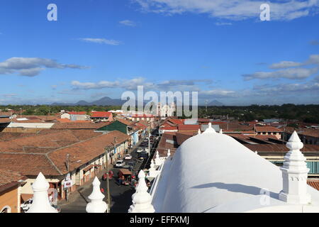 Sur la ville de Leon du toit de la cathédrale. Le Nicaragua. Banque D'Images