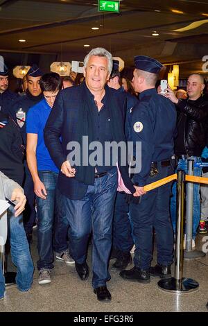 Claude ONESTA - 02.02.2015 - Equipe de France de Handball - Retour Championnats du Monde 2015 - Aeroport Roissy CDG -Paris.Photo : Cohen/Visual/Icon Sport Banque D'Images