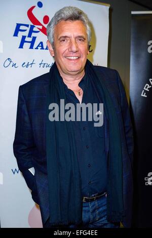 Claude ONESTA - 02.02.2015 - Equipe de France de Handball - Retour Championnats du Monde 2015 - Aeroport Roissy CDG -Paris.Photo : Cohen/Visual/Icon Sport Banque D'Images