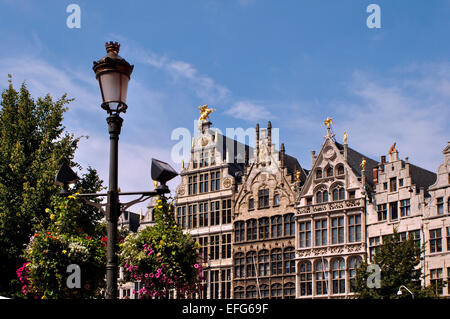 Belgique, Anvers. Grand-place, restauré, Guildhouses Palace Banque D'Images