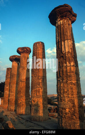 Temple grec de Hercules (ch. 510 b.C.), Agrigente. La Sicile. Italie Banque D'Images