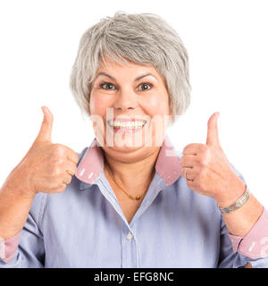 Portrait of a woman with Thumbs up Banque D'Images
