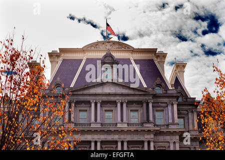 Old Executive Office Building Dwight Eisenhower, Bureau du Vice-président, d'un drapeau Washington DC Banque D'Images