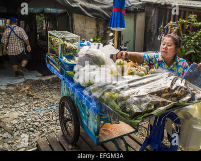 Bangkok, Bangkok, Thaïlande. 25 Jan, 2015. Un fournisseur d'aliments de rue prépare son chariot avant de commencer le travail. Après des mois de calme relatif après le coup d'avril 2014, les tensions augmentent dans Bangkok. Soutenu par les militaires, la junte a menacé de sévir contre toute personne qui s'oppose au gouvernement. Les relations avec les États-Unis se sont détériorées après Daniel Russel, l'assistant du secrétaire d'État aux Affaires étrangères de l'Asie et du Pacifique, a déclaré que la normalisation des relations entre la Thaïlande et les Etats-Unis dépendrait de la restauration d'un gouvernement élu démocratiquement crédible en Thaïlande. (Crédit I Banque D'Images