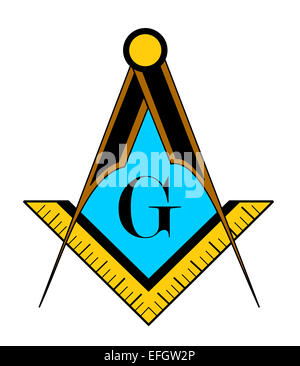 Symbole franc-maçon couleur illustration isolé sur fond blanc Banque D'Images