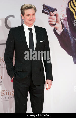 Berlin, Allemagne. 3, 2015. Acteur Colin Firth arrive pour la première du film 'Kingsman : le Service Secret' à Berlin, Allemagne, 3 février 2015. Le film commence dans les salles allemandes le 12 mars 2015. Dpa : Crédit photo alliance/Alamy Live News Banque D'Images