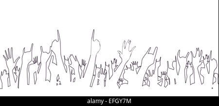 Les mains levées dans l'air lors d'un concert Banque D'Images