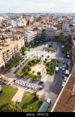 Regardant vers le bas sur la Plaza de la Reina à Valence Espagne Banque D'Images