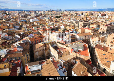 Paysage urbain sur le toit de Valence en Espagne Banque D'Images