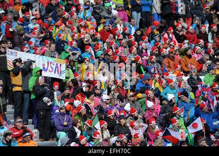 Beaver Creek, Colorado, USA. 06Th Feb 2015. Spectateurs de la Championnats du Monde FIS de Ski Alpin à Beaver Creek, Colorado, USA, 03 février 2015. Les Championnats du Monde du 02 février au 15 février. Photo : Frank May/photo de l'alliance/dpa/Alamy Live News Banque D'Images