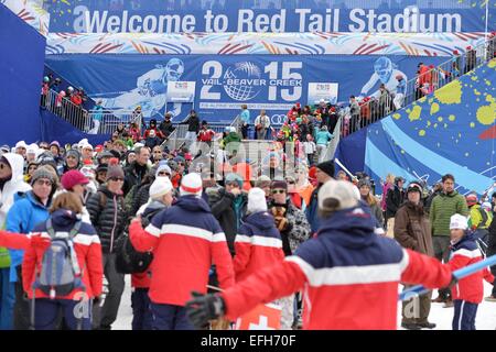 Beaver Creek, Colorado, USA. 06Th Feb 2015. Spectateurs de la Championnats du Monde FIS de Ski Alpin à Beaver Creek, Colorado, USA, 03 février 2015. Les Championnats du Monde du 02 février au 15 février. Photo : Frank May/photo de l'alliance/dpa/Alamy Live News Banque D'Images