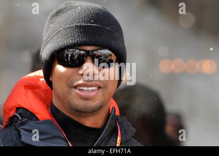 Beaver Creek, Colorado, USA. 06Th Feb 2015. Le golfeur américain Tiger Woods au Championnats du Monde FIS de Ski Alpin à Beaver Creek, Colorado, USA, 03 février 2015. Les Championnats du Monde du 02 février au 15 février. Photo : Frank May/photo de l'alliance/dpa/Alamy Live News Banque D'Images