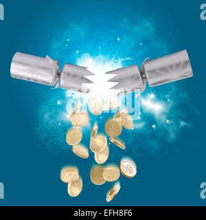 Image concept d'argent la chute d'un cracker de Noël