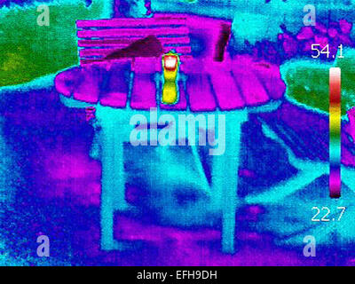 Image de thermographie de table et bougie avec caméra FLIR, Belize Banque D'Images