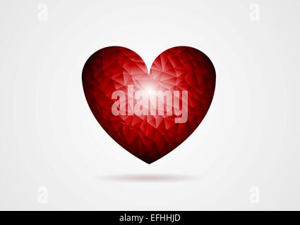 Forme de coeur rouge polygonales. Conception vectorielle Banque D'Images