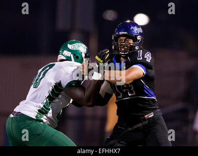 Los Angeles, CA, USA. Le 04 février, 2015. Fantômes cathédrale défensive fin et recruter 3 étoiles (14) Simi Maola en action durant la saison 2014. Simi Maola signé avec l'Oregon State Beavers. Los Angeles, Californie. (Crédit obligatoire : Juan/MarinMedia Lainez/Cal Sport Media) © csm/Alamy Live News Banque D'Images