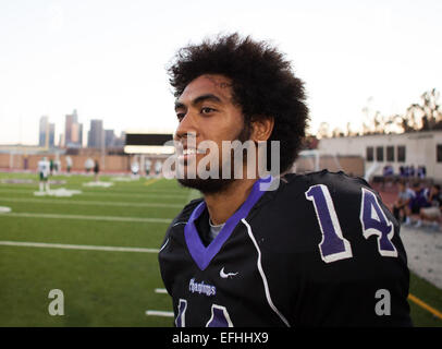 Los Angeles, CA, USA. Le 04 février, 2015. Fantômes cathédrale défensive fin et recruter 3 étoiles (14) Simi Maola en action durant la saison 2014. Simi Maola signé avec l'Oregon State Beavers. Los Angeles, Californie. (Crédit obligatoire : Juan/MarinMedia Lainez/Cal Sport Media) © csm/Alamy Live News Banque D'Images