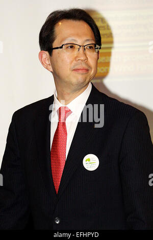 Masao Uchibori, Février 5, 2015, Tokyo, Japon : Masao Uchibori, Gouverneur de la préfecture de Fukushima, s'exprime sur les progrès accomplis par le programme de revitalisation économique depuis la catastrophe nucléaire et le tsunami de 2011 au Club des correspondants étrangers du Japon. Uchibori a souligné que les projets prioritaires ont été la reconstruction de villes, la promotion de la santé des citoyens et l'agriculture, de la pêche et de la technologie. L'un des objectifs de la centrale de Fukushima est de couvrir 100  % de sa demande d'énergie par les énergies renouvelables d'ici 2040. Il travaille en collaboration avec l'État de Rhénanie (Nordhein-Westfallen) de l'État Banque D'Images