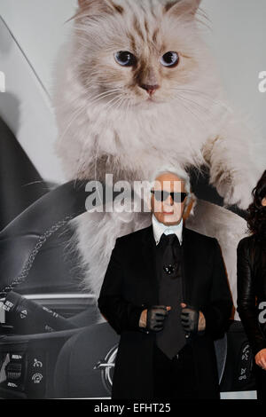 Berlin. 3, 2015. Karl Lagerfeld à l'ouverture de l'exposition de ses photographies 'Corsa Karl et Choupette" au Palazzo Italia le 3 février 2015 à Berlin./photo alliance © dpa/Alamy Live News Banque D'Images