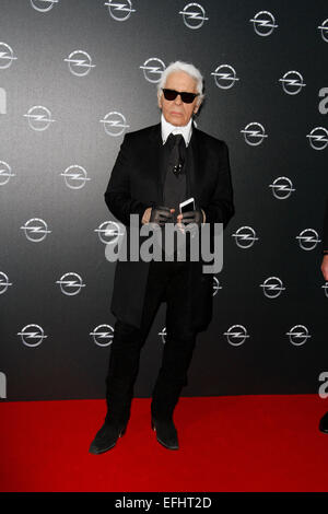 Berlin. 3, 2015. Karl Lagerfeld à l'ouverture de l'exposition de ses photographies 'Corsa Karl et Choupette" au Palazzo Italia le 3 février 2015 à Berlin./photo alliance © dpa/Alamy Live News Banque D'Images