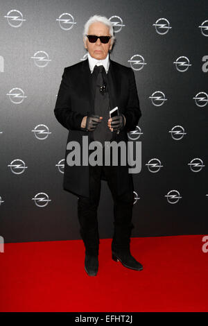 Berlin. 3, 2015. Karl Lagerfeld à l'ouverture de l'exposition de ses photographies 'Corsa Karl et Choupette" au Palazzo Italia le 3 février 2015 à Berlin./photo alliance © dpa/Alamy Live News Banque D'Images