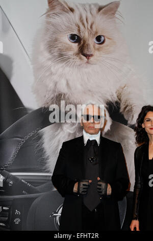 Berlin. 3, 2015. Karl Lagerfeld à l'ouverture de l'exposition de ses photographies 'Corsa Karl et Choupette" au Palazzo Italia le 3 février 2015 à Berlin./photo alliance © dpa/Alamy Live News Banque D'Images