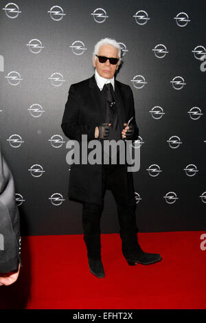 Berlin. 3, 2015. Karl Lagerfeld à l'ouverture de l'exposition de ses photographies 'Corsa Karl et Choupette" au Palazzo Italia le 3 février 2015 à Berlin./photo alliance © dpa/Alamy Live News Banque D'Images