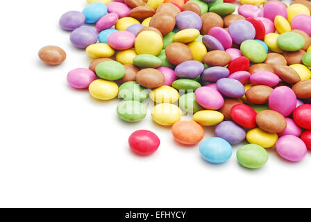 Bonbons colorés sur fond blanc Banque D'Images