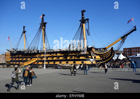 HMS Victory, Portsmouth Historic Dockyard, Hampshire, Angleterre, Royaume-Uni Banque D'Images