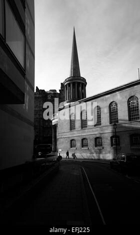 All Souls Church, le Langham Place, prises de Riding House Street, Fitzrovia, Londres, UK Banque D'Images