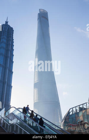 La Chine, Shanghai, Pudong, Shanghai Centre Skyscraper Banque D'Images