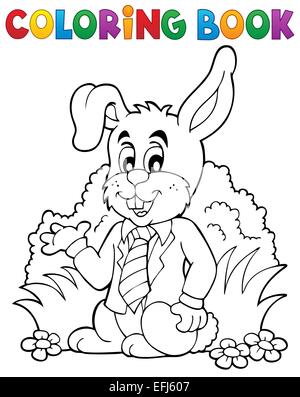 Livre de coloriage de lapin de Pâques Thème 1 - photo illustration. Banque D'Images