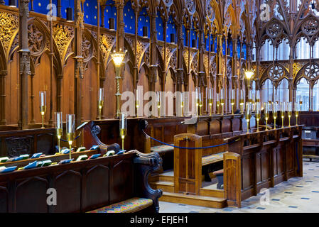 Stalles du choeur de la cathédrale de Winchester, Hampshire, Angleterre, Royaume-Uni Banque D'Images